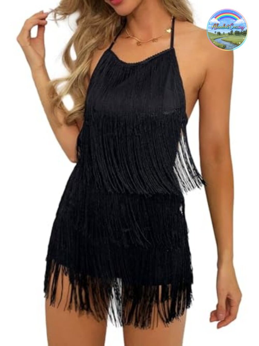 Backless Halter Fringe Romper Jumpsuit Western Cowgirl Festival Outfit